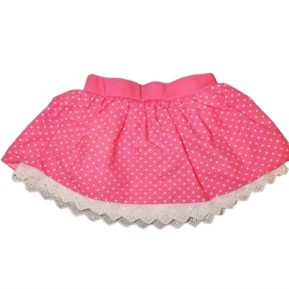 DISNEY BABY EYELET RUFFLE PINK POLKADOT SKORT 12 MOS - Picture 4 of 9